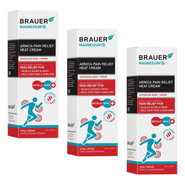 Brauer Magnesium + Pain Relief Heat Cream 100g Pack of 3
