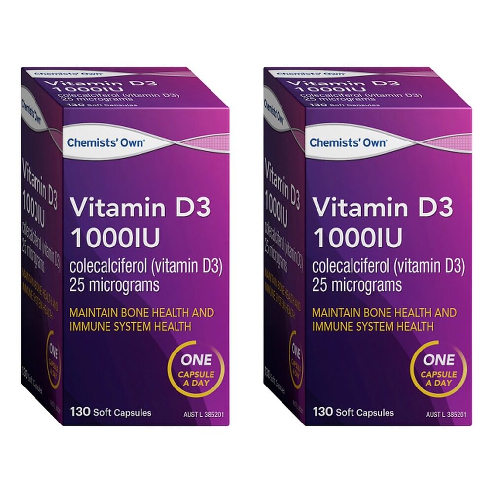 Chemists' Own Vitamin D3 1000IU 130 Capsules Pack of 2
