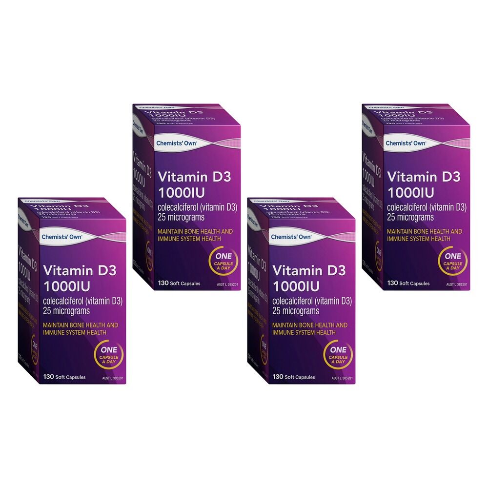 Chemists' Own Vitamin D3 1000IU 130 Capsules Pack of 4