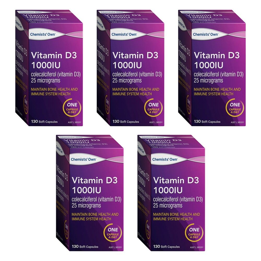 Chemists' Own Vitamin D3 1000IU 130 Capsules Pack of 5