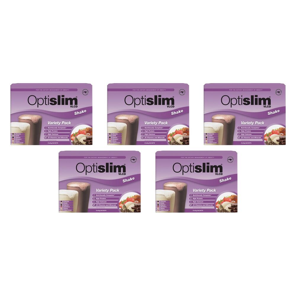 Optislim VLCD Shake Variety Pack 21 x 43g Bundle of 5