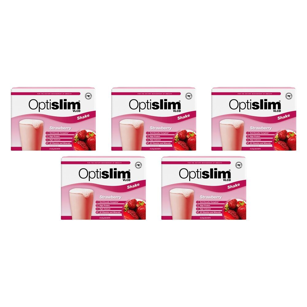 Optislim VLCD Shake Strawberry 21 x 43g Pack of 5