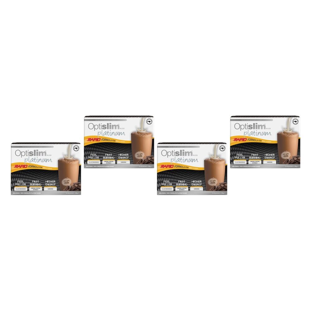 Optislim VLCD Platinum Shake Rich Chocolate 21 x 25g Pack of 4
