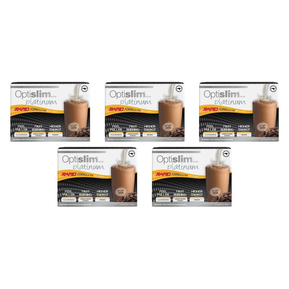 Optislim VLCD Platinum Shake Rich Chocolate 21 x 25g Pack of 5