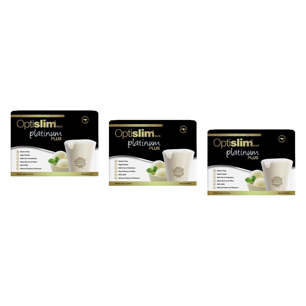 Optislim VLCD Platinum Plus Shake Creamy Vanilla 18 x 53g Pack of 3