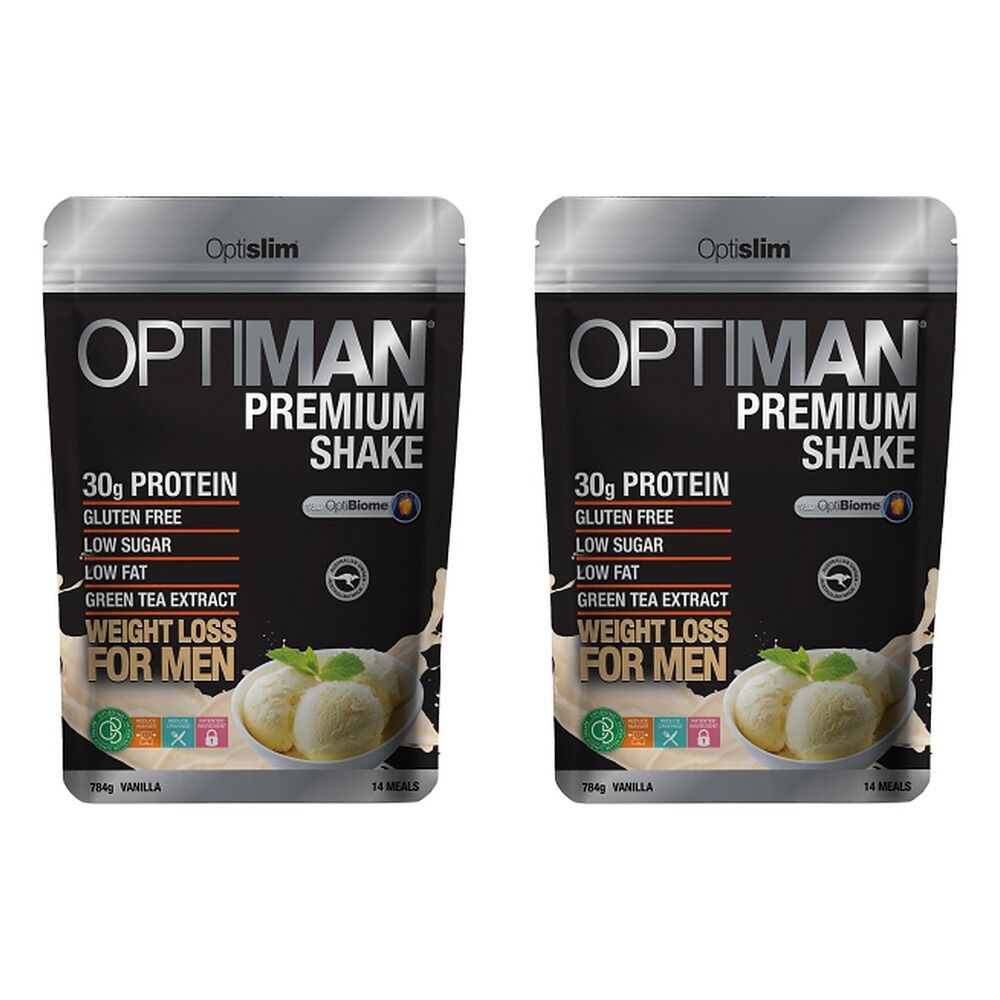 Optislim VLCD OptiMan Premium Shake Vanilla 784g Pack of 2