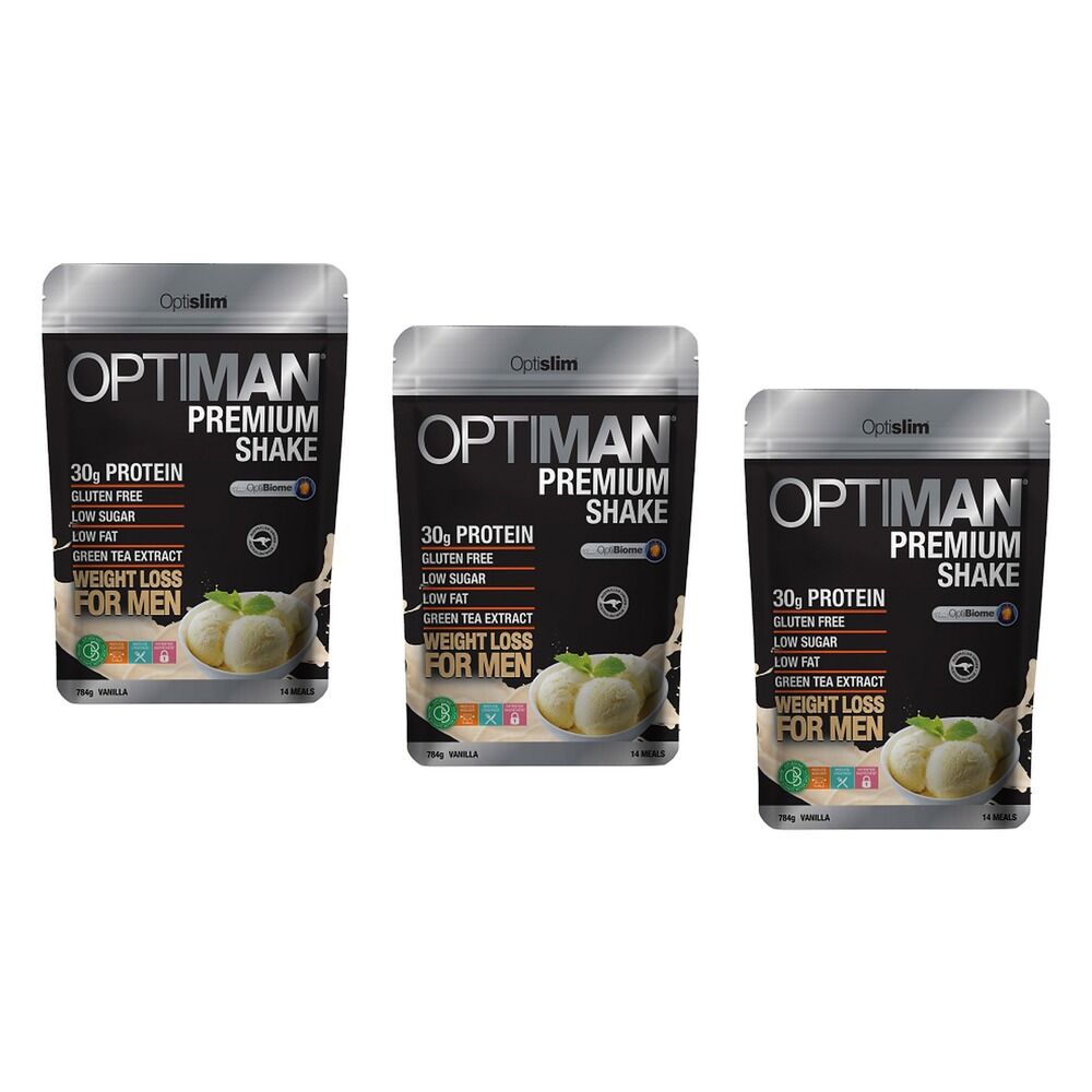 Optislim VLCD OptiMan Premium Shake Vanilla 784g Pack of 3