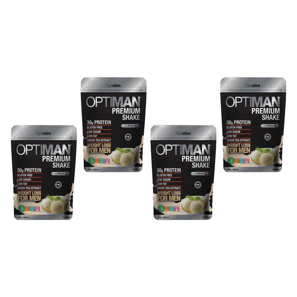 Optislim VLCD OptiMan Premium Shake Vanilla 784g Pack of 4