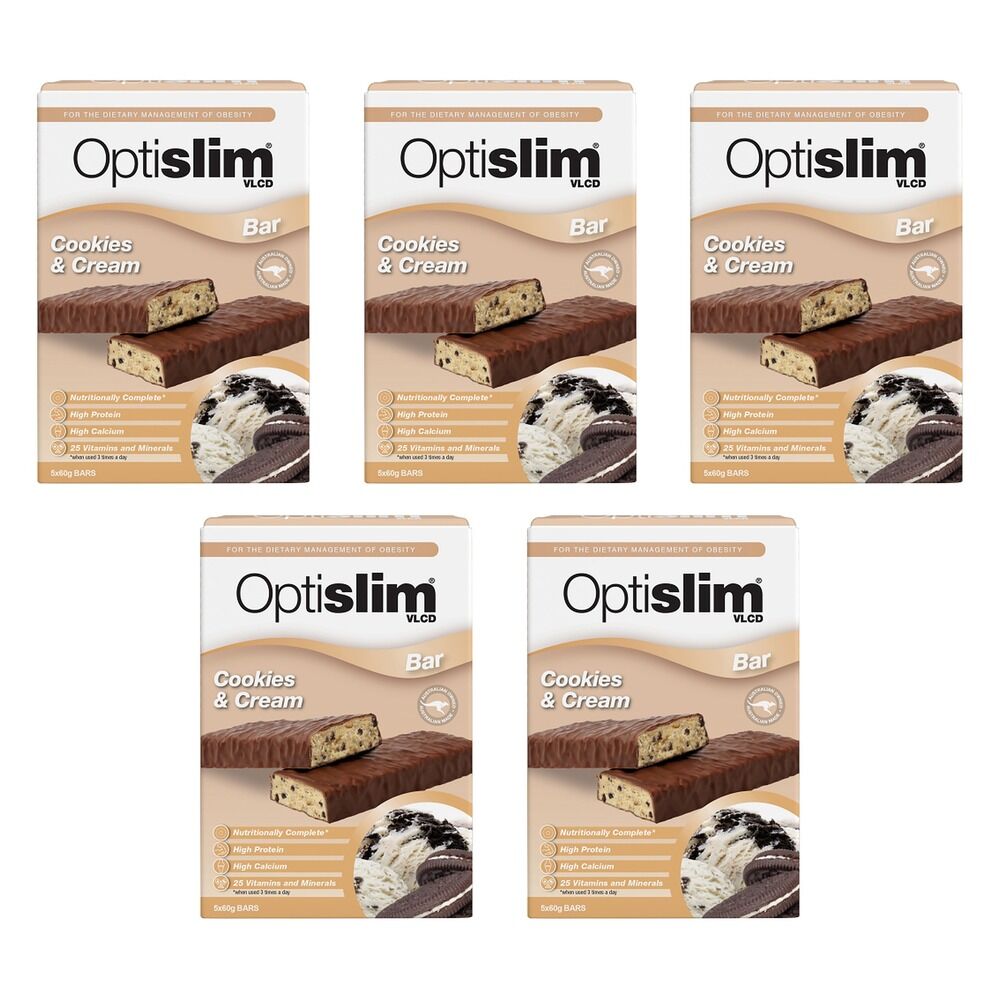 Optislim VLCD Cookies & Cream Bar 5 x 60g Pack of 5