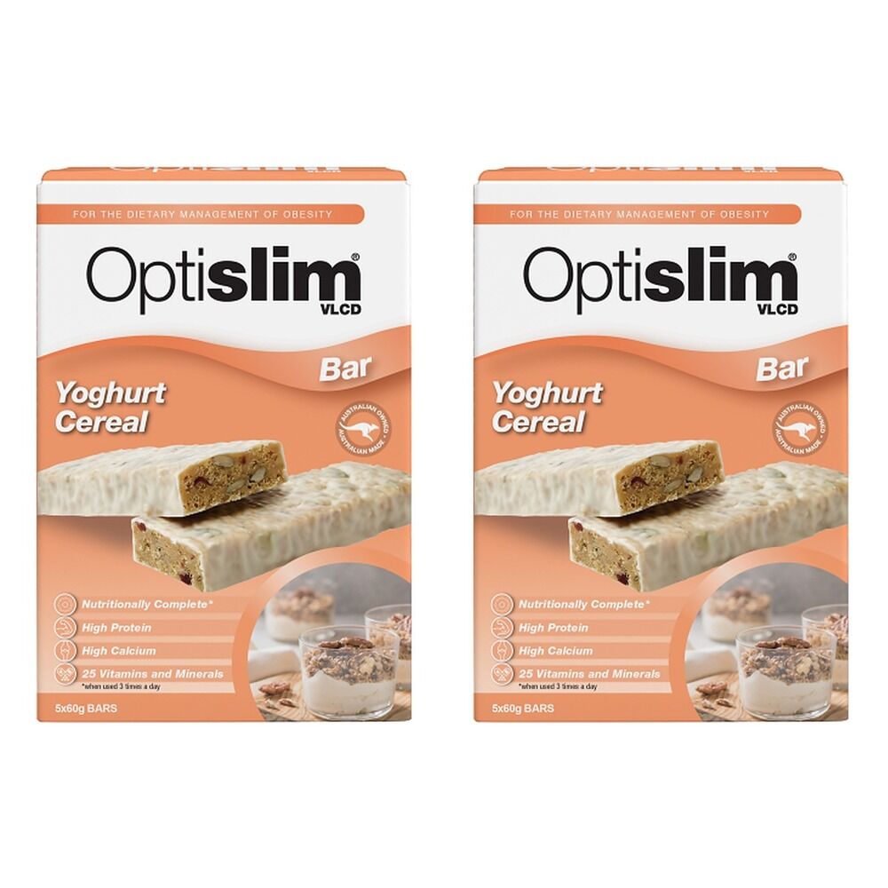 Optislim VLCD Yoghurt Cereal Bar 5 x 60g Pack of 2