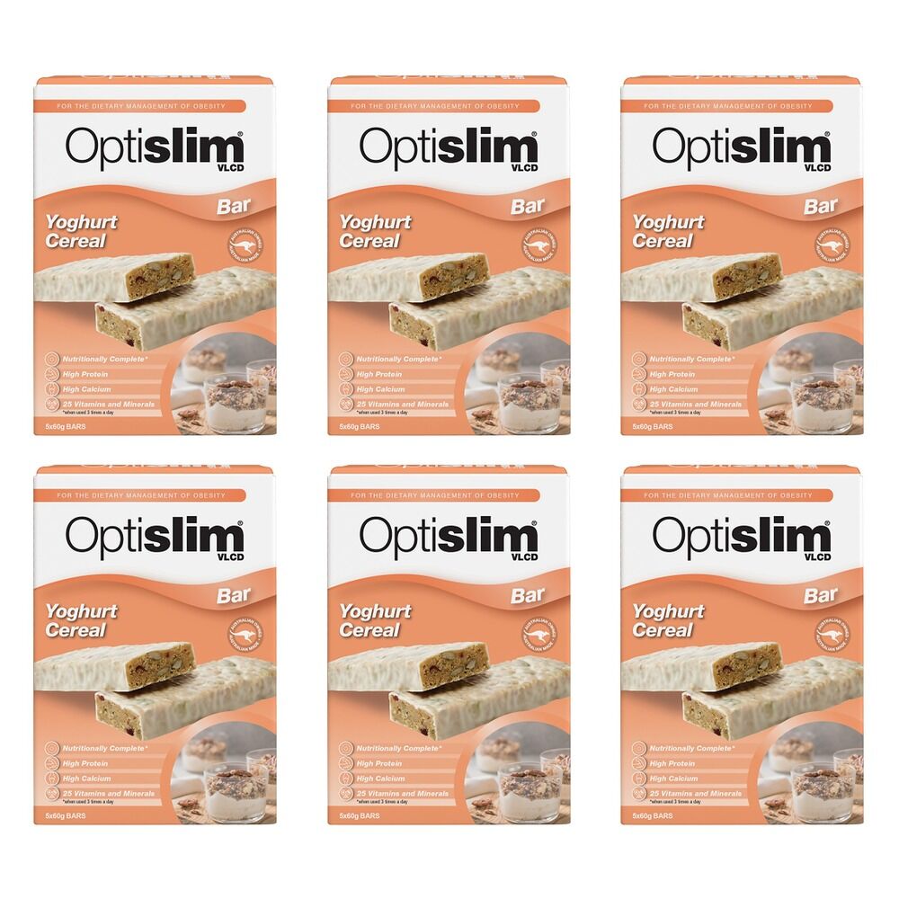 Optislim VLCD Yoghurt Cereal Bar 5 x 60g Pack of 6