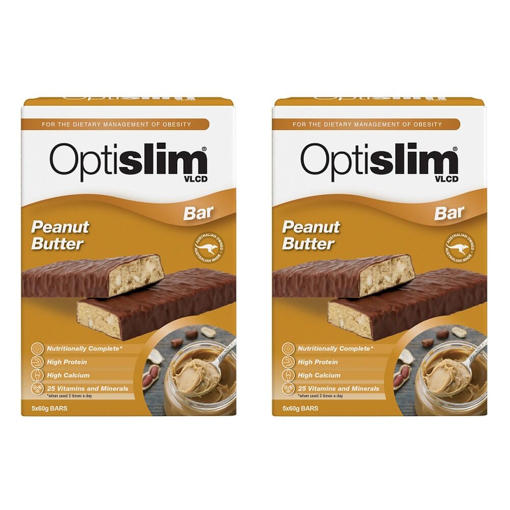 Optislim VLCD Peanut Butter Bar 5 x 60g Pack of 2