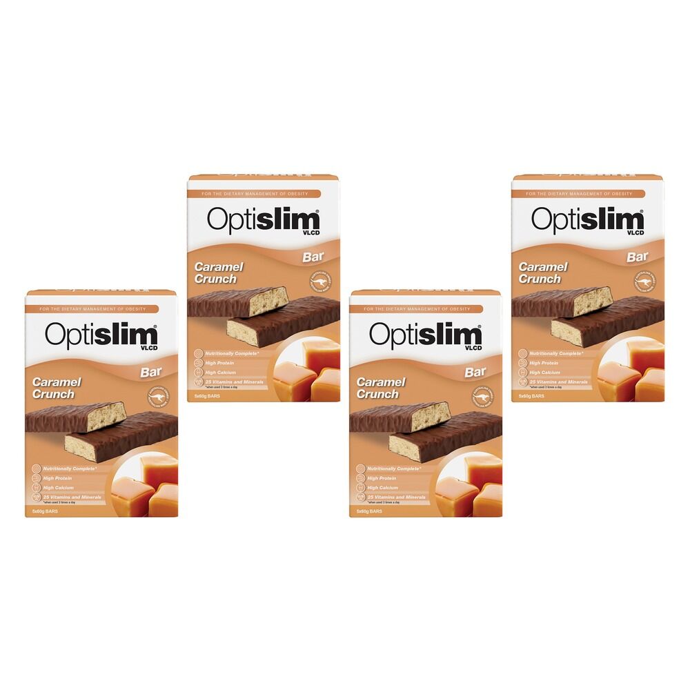 Optislim VLCD Caramel Crunch Bar 5 x 60g Pack of 4