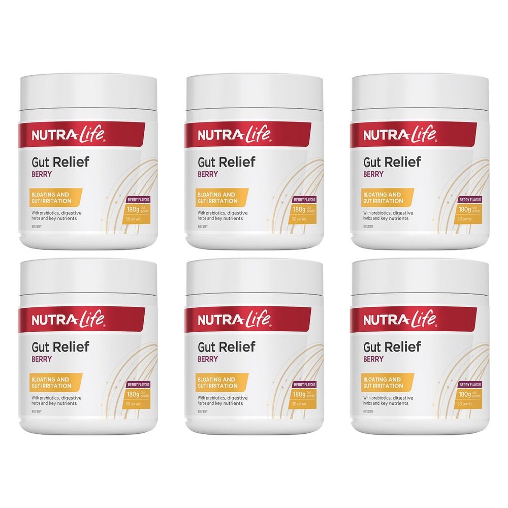Nutra-Life Gut Relief Berry Flavoured Powder 180g Pack of 6