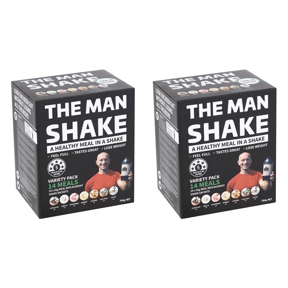 The Man Shake Variety Meal Replacement Shake 14 Sachets Pack of 2