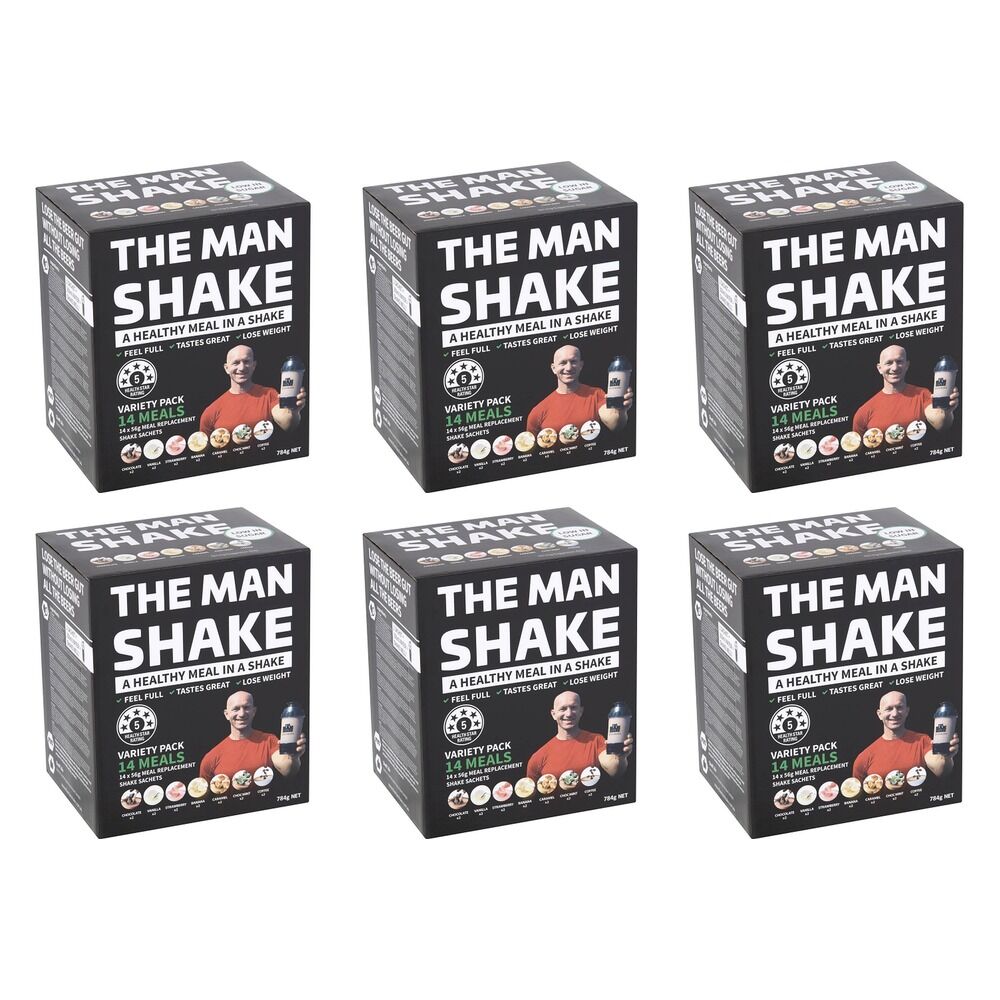 The Man Shake Variety Meal Replacement Shake 14 Sachets Pack of 6