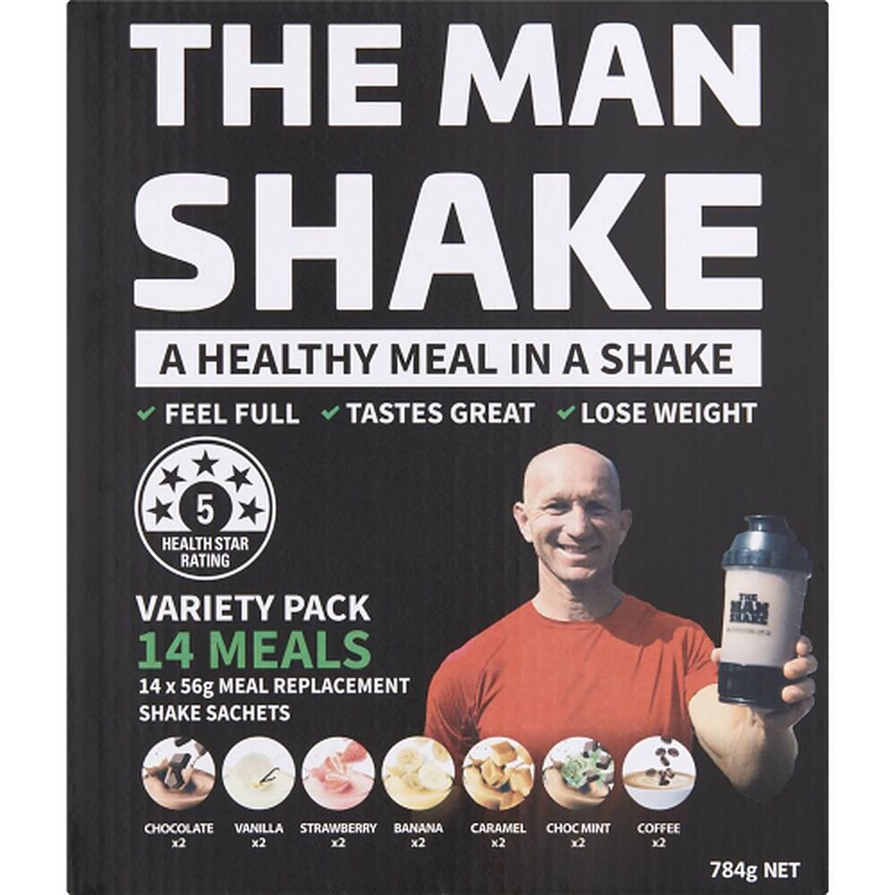 The Man Shake Variety Meal Replacement Shake 14 Sachets