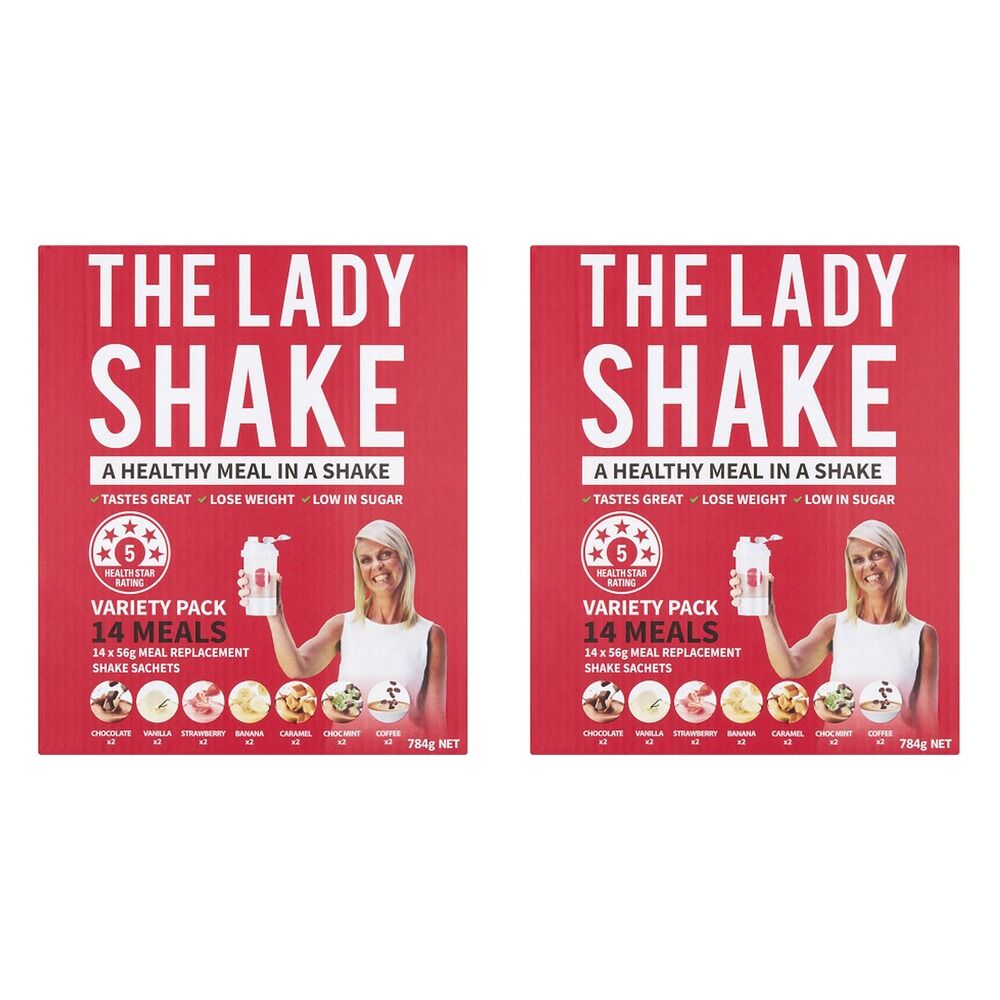 The Lady Shake Variety Pack 14 Sachets Bundle of 2