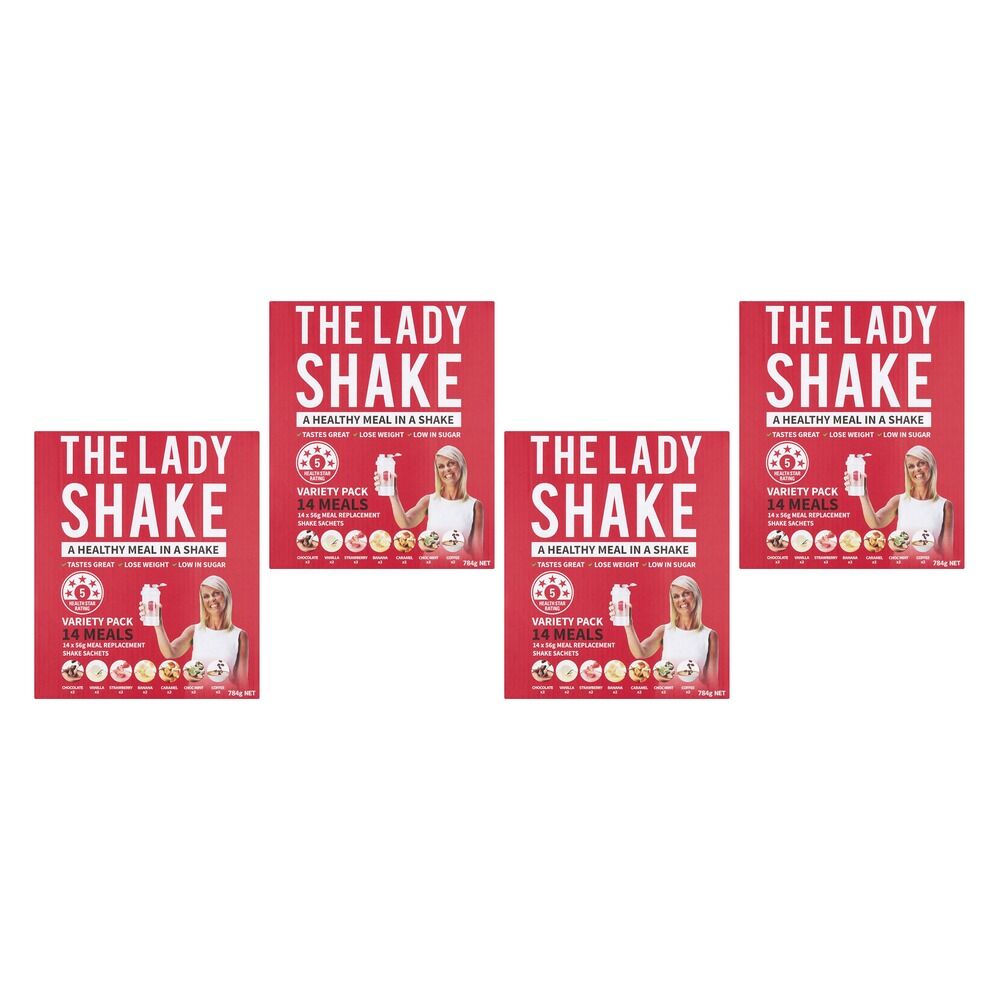 The Lady Shake Variety Pack 14 Sachets Bundle of 4