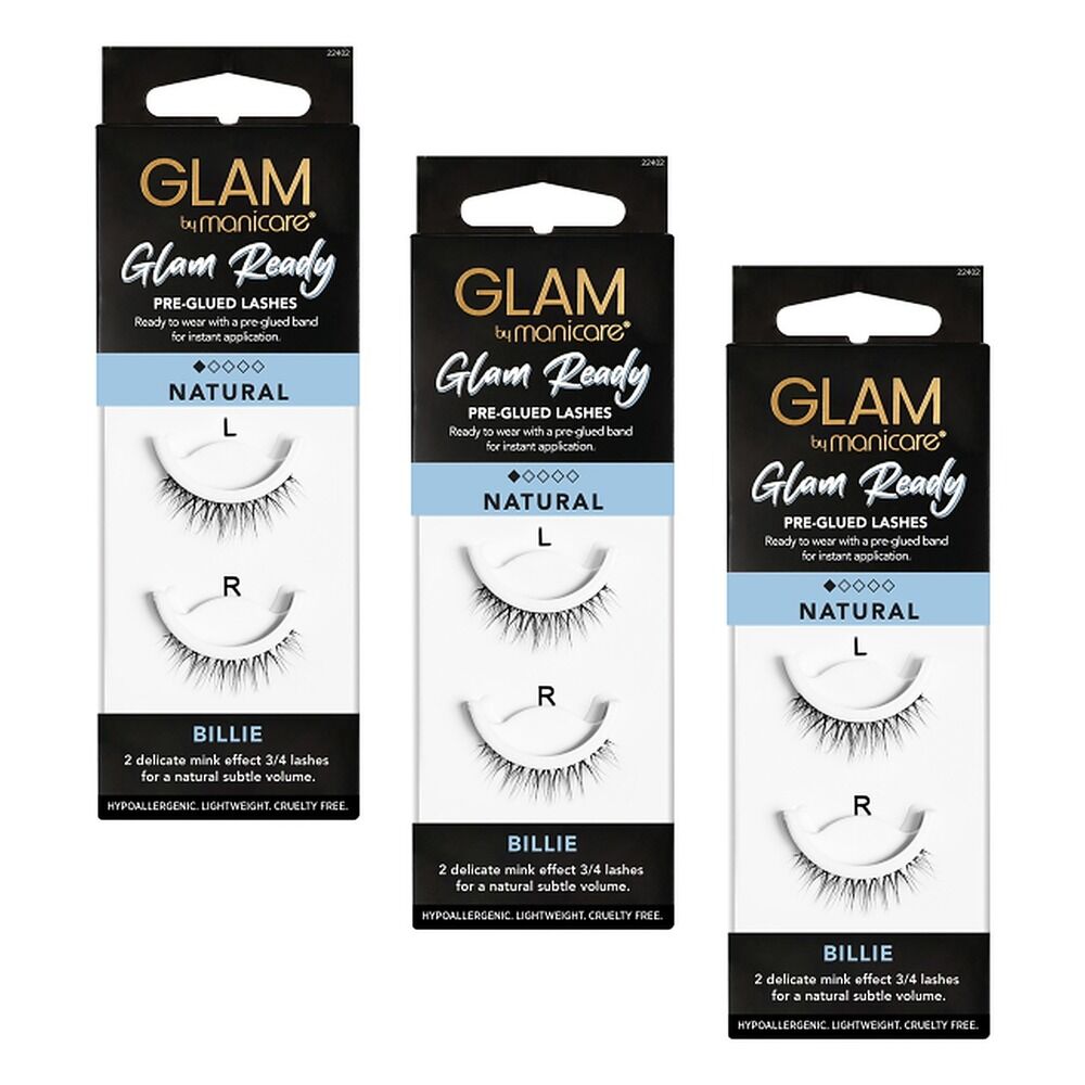 Glam by Manicare Billie Pre-Glued Lashes Pack of 3