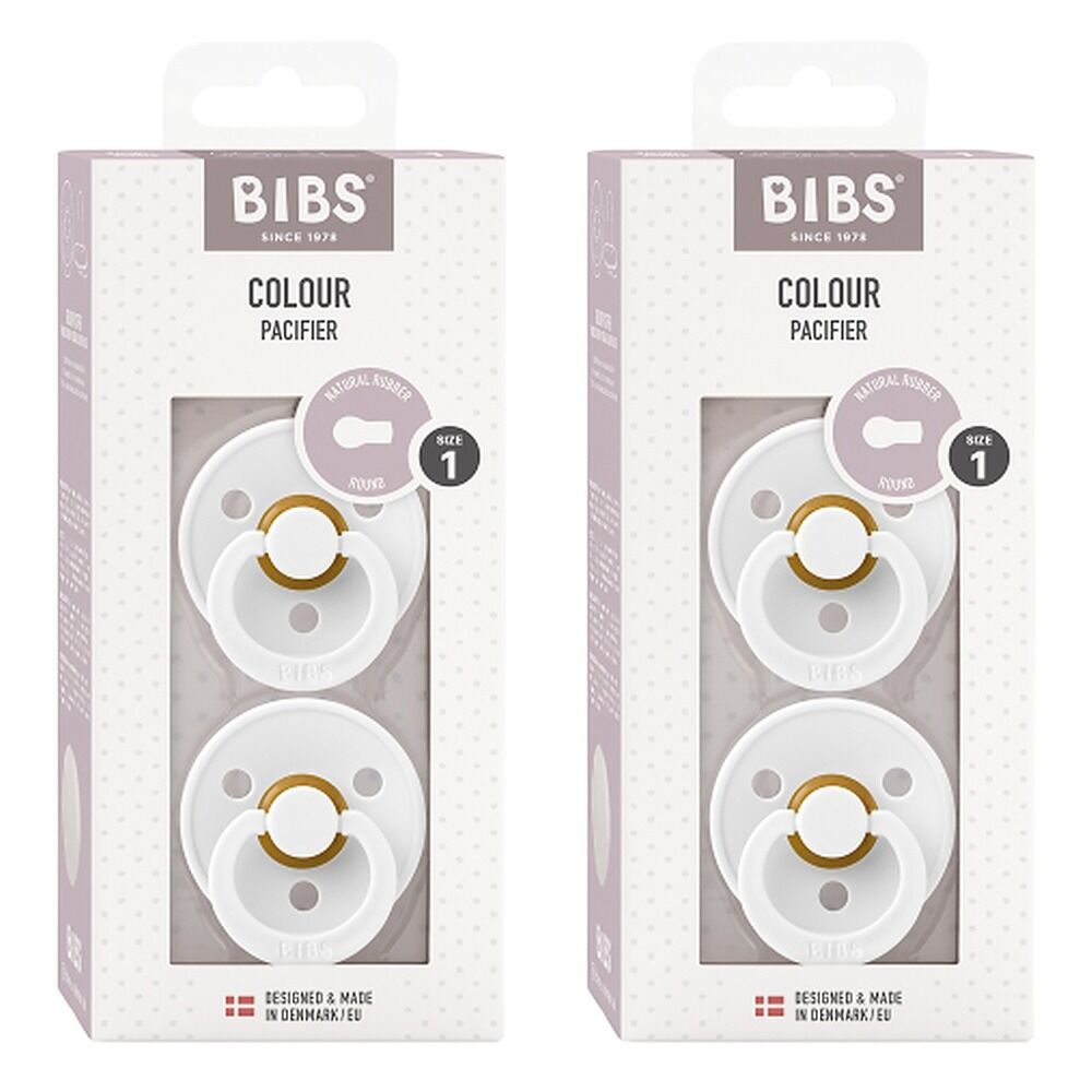 Bibs Colour Pacifier White Size 1 2 Pack Bundle of 2