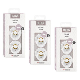 Bibs Colour Pacifier White Size 1 2 Pack Bundle of 3