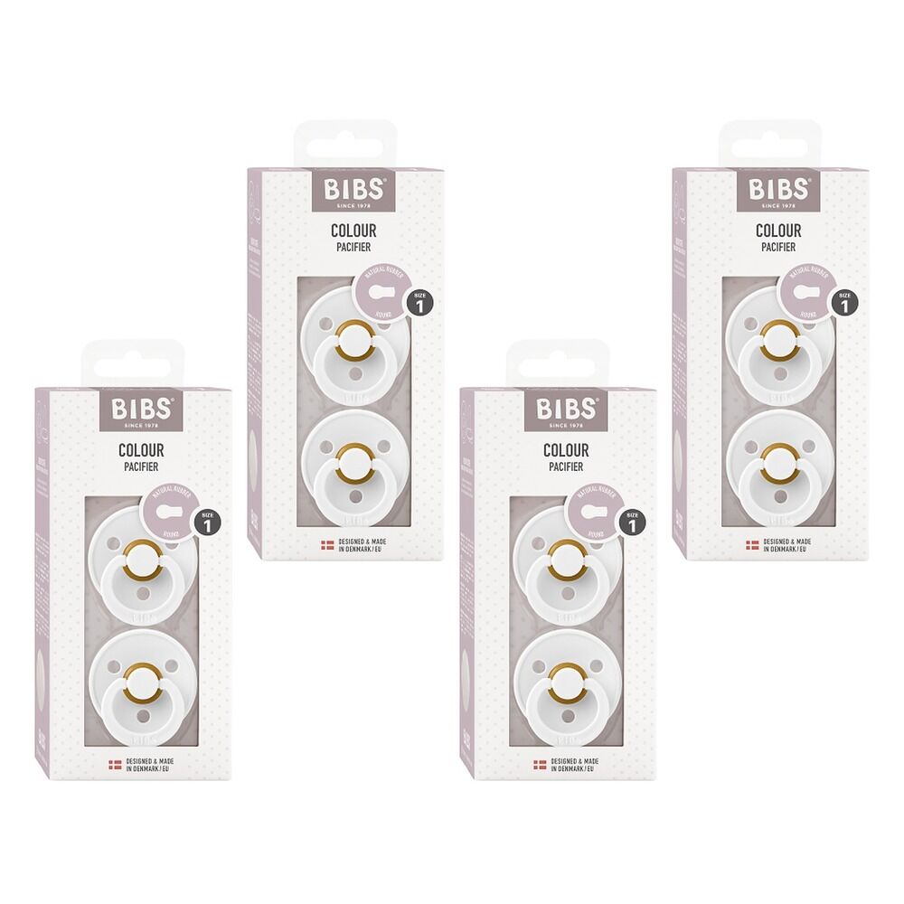 Bibs Colour Pacifier White Size 1 2 Pack Bundle of 4