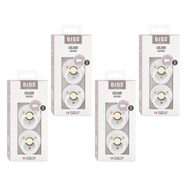 Bibs Colour Pacifier White Size 1 2 Pack Bundle of 4