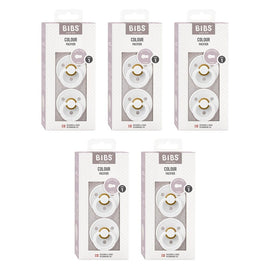 Bibs Colour Pacifier White Size 1 2 Pack Bundle of 5