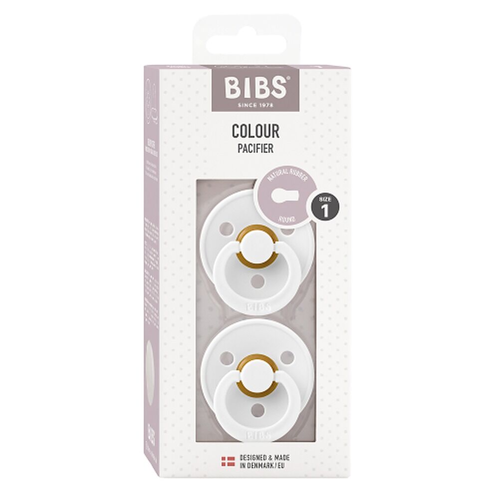 Bibs Colour Pacifier White Size 1 2 Pack