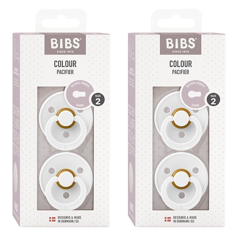 Bibs Colour Pacifier White Size 2 2 Pack Bundle of 2