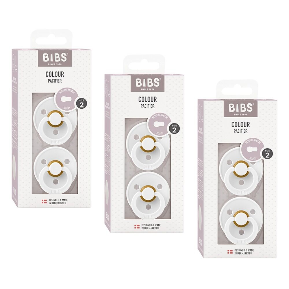 Bibs Colour Pacifier White Size 2 2 Pack Bundle of 3