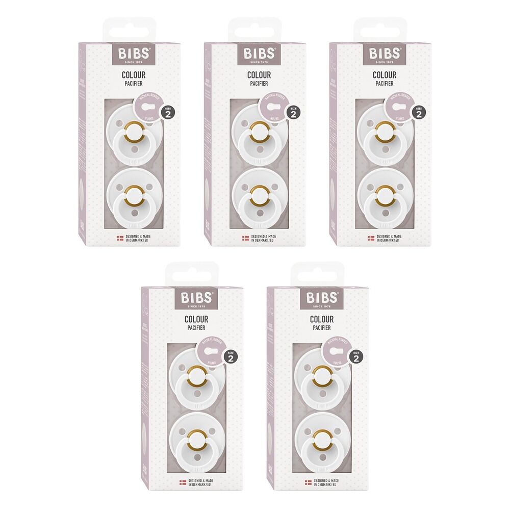 Bibs Colour Pacifier White Size 2 2 Pack Bundle of 5