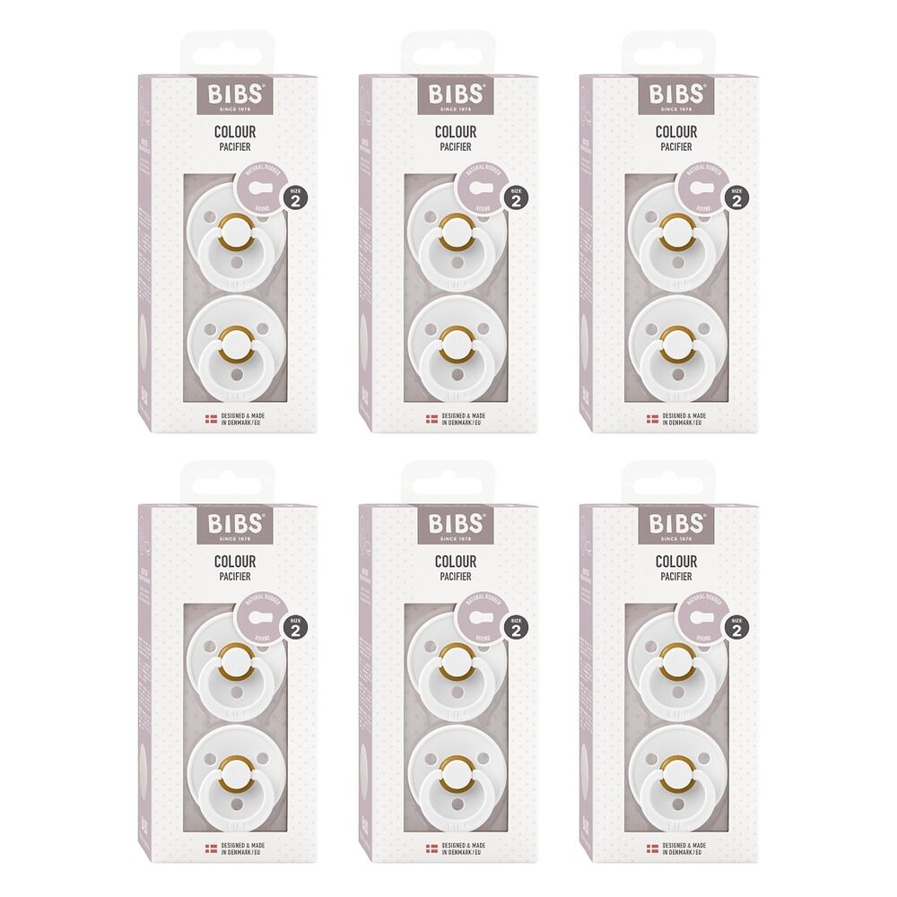 Bibs Colour Pacifier White Size 2 2 Pack Bundle of 6