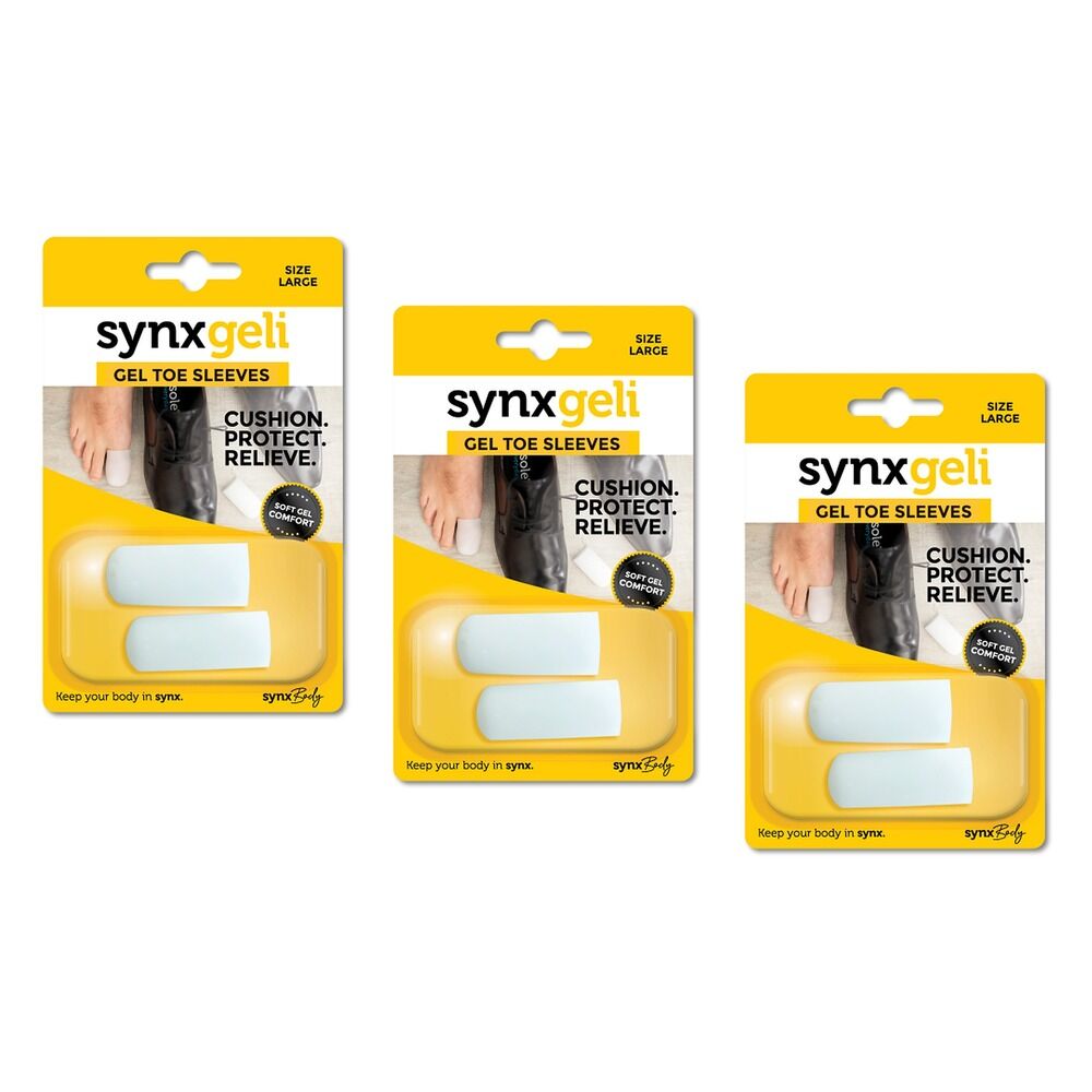 Synx Synxgeli Toe Sleeves Large 2 Pack Bundle of 3