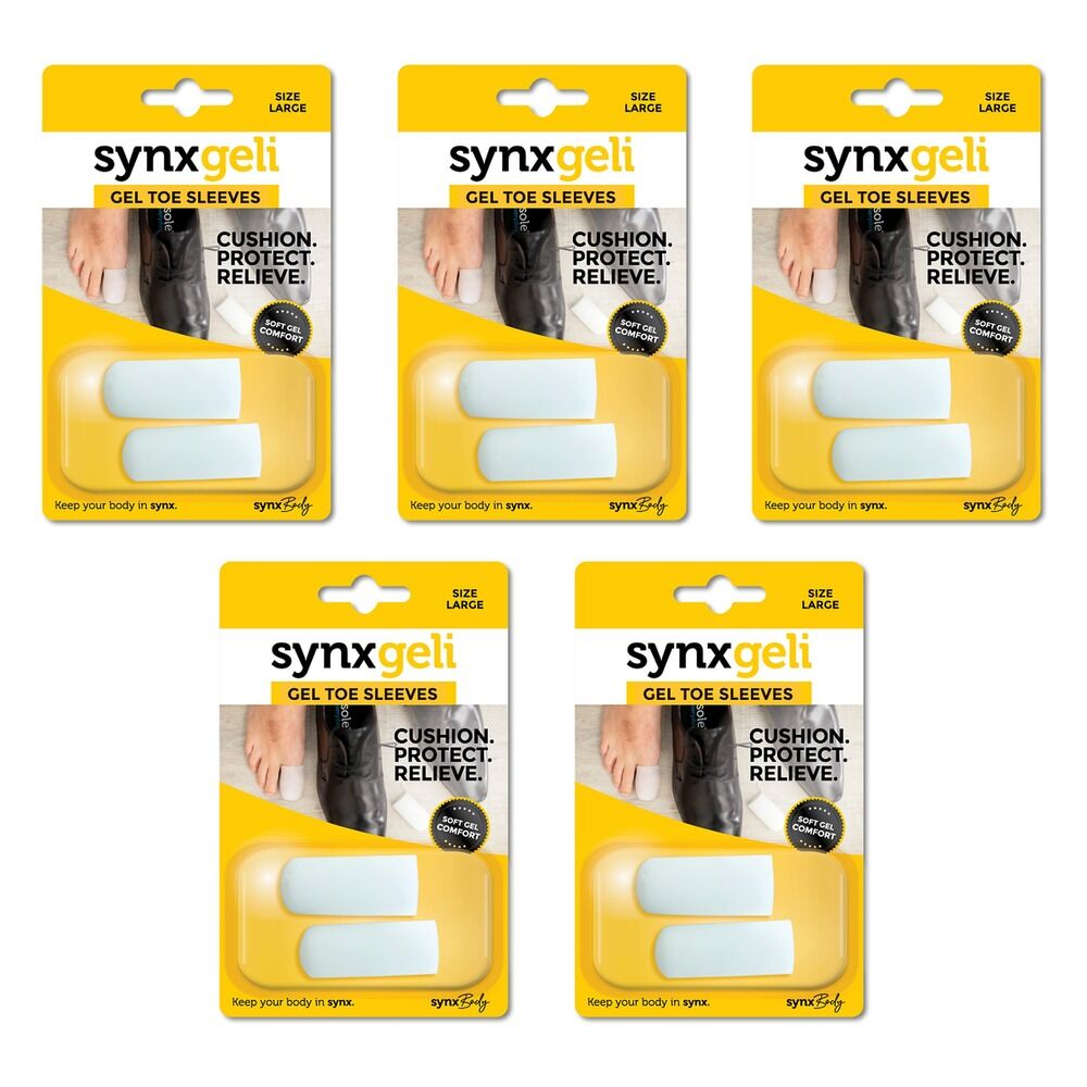 Synx Synxgeli Toe Sleeves Large 2 Pack Bundle of 5