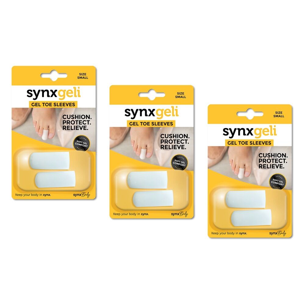 Synx Synxgeli Toe Sleeves Small 2 Pack Bundle of 3