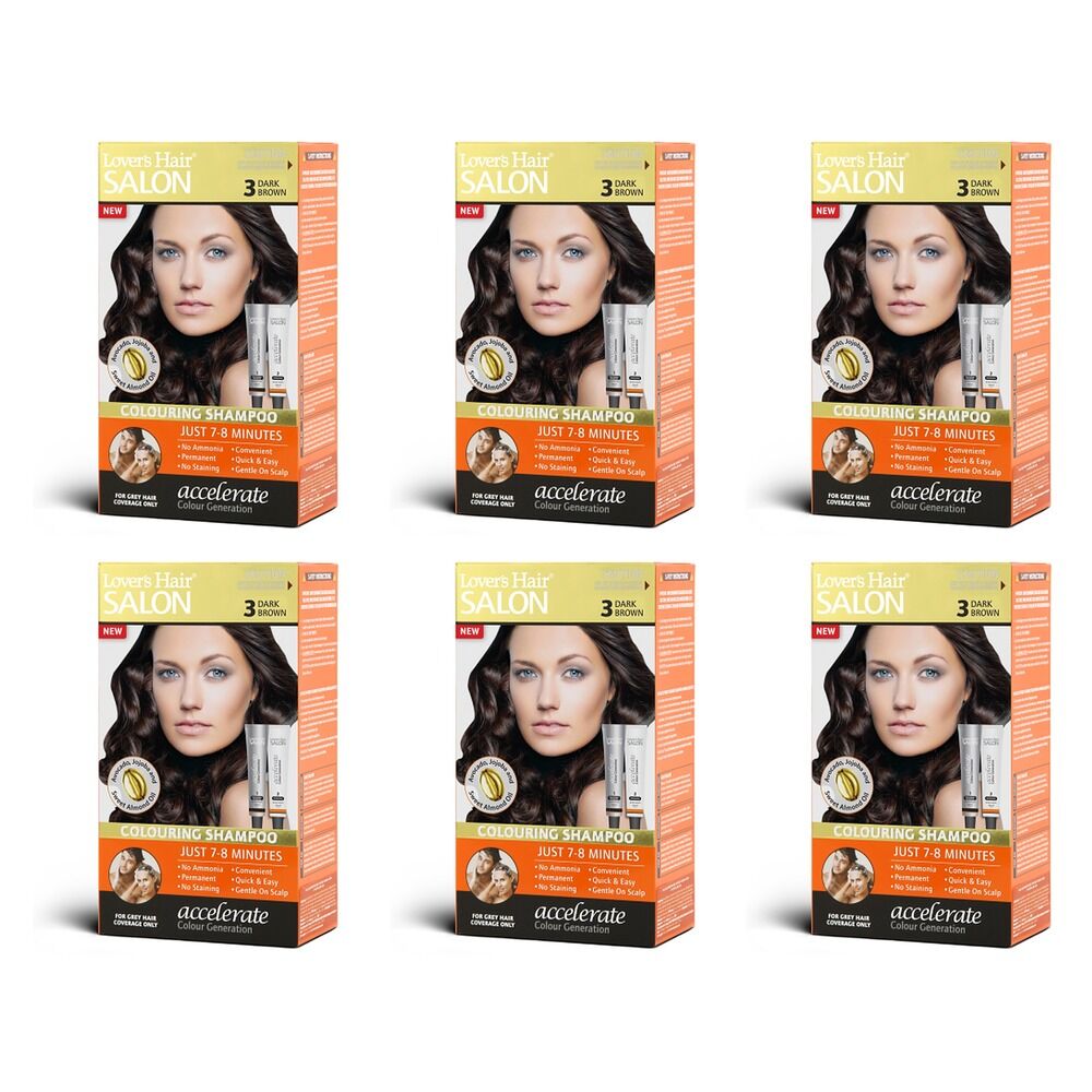 Lovercare Hair Salon Color Shampoo 3 Dark Brown Pack of 6