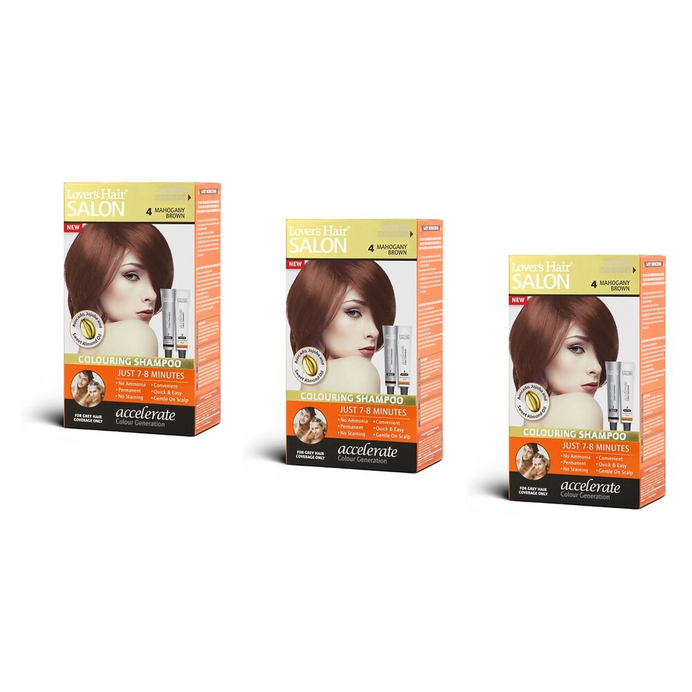 Lovercare Hair Salon Color Shampoo 4 Medium Brown Pack of 3