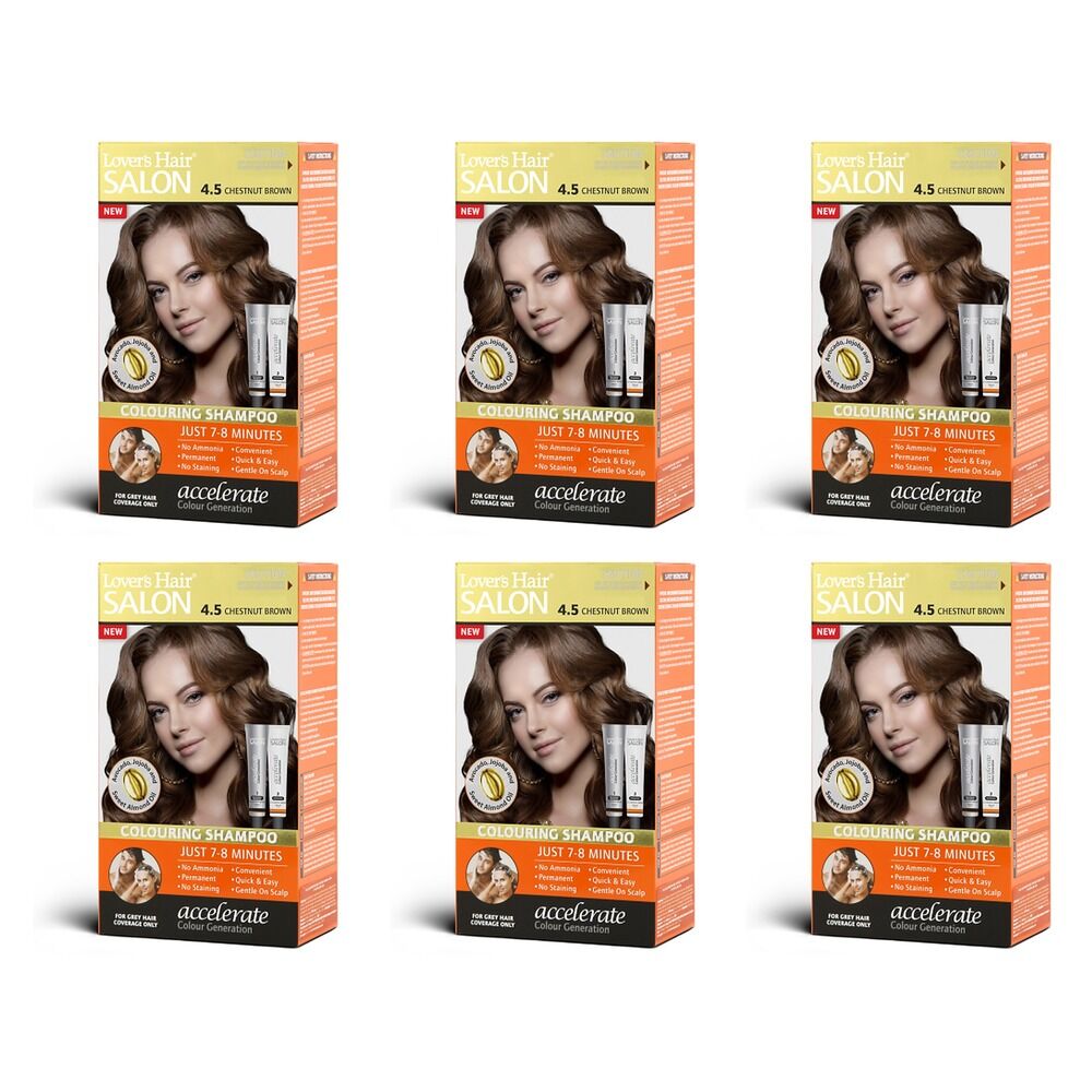Lovercare Hair Salon Color Shampoo 4.5 Chestnut Brown Pack of 6