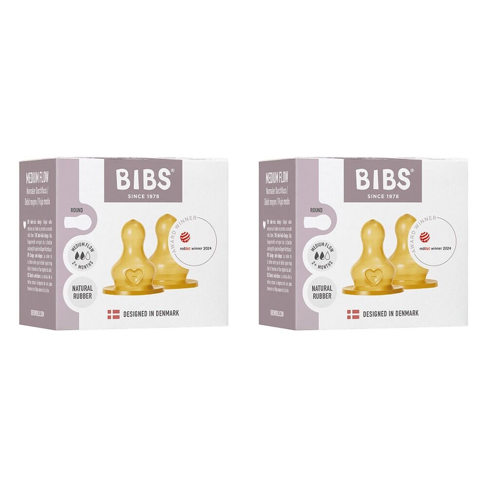 Bibs Bottle Nipple Medium Flow 2 Pack Bundle of 2