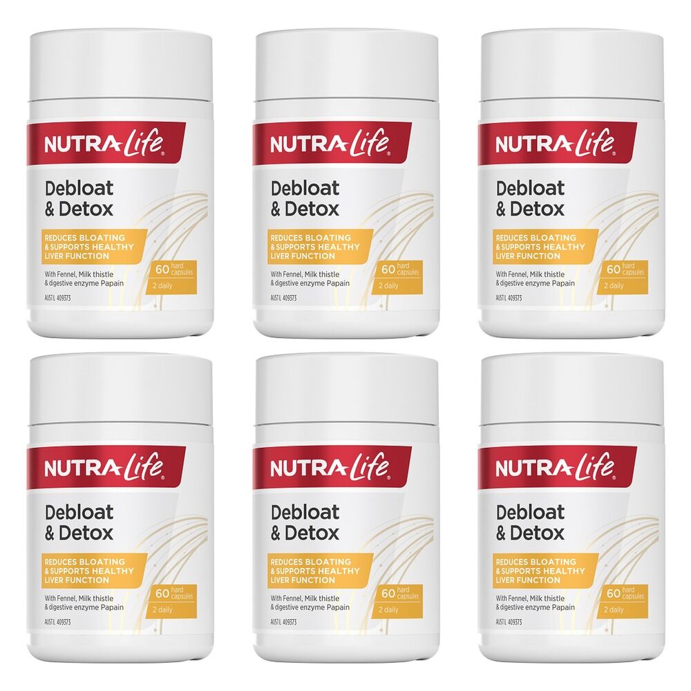 Nutra-Life Debloat & Detox 60 Capsules Pack of 6
