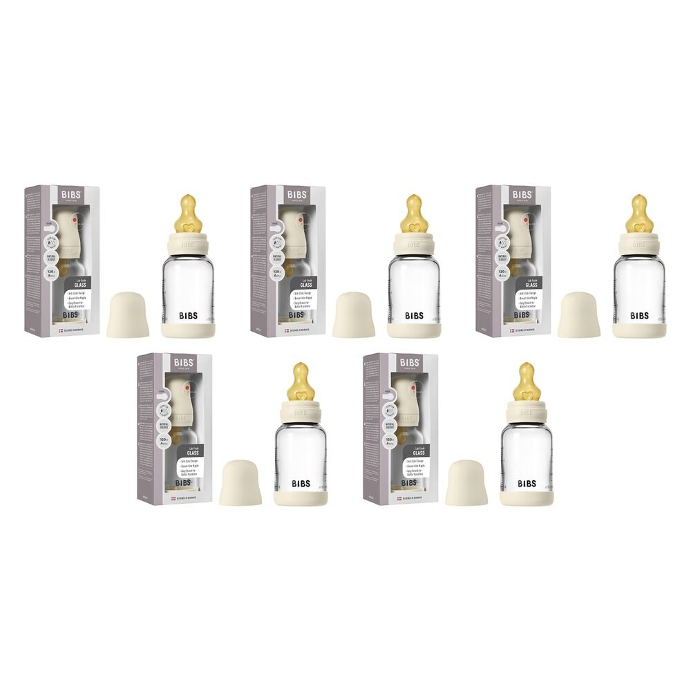 Bibs Baby Glass Bottle Complete Set Ivory Pack of 5