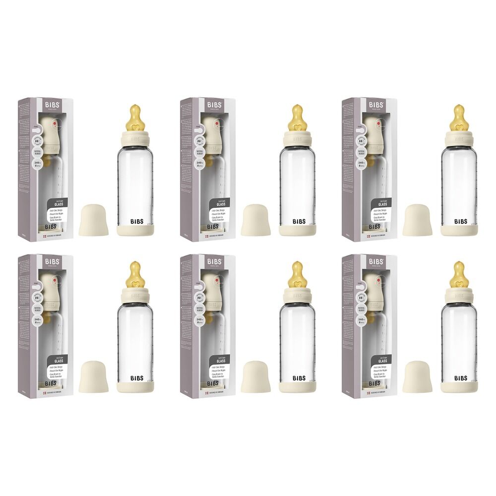 Bibs Baby Glass Bottle Complete Set Ivory Pack of 6