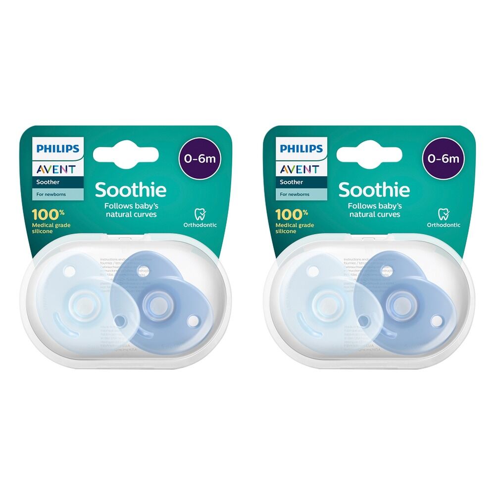 Philips Avent Soothie 0-6 Months Blue 2 Pack Bundle of 2