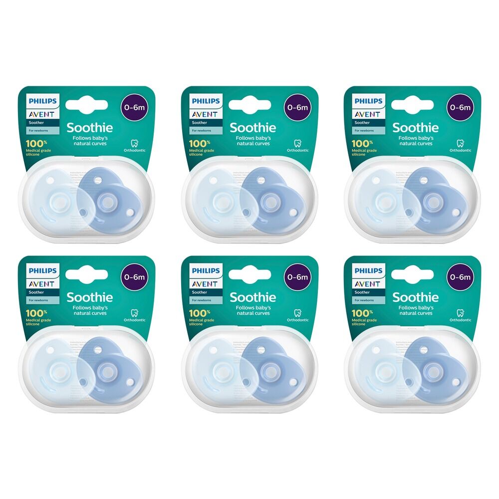 Philips Avent Soothie 0-6 Months Blue 2 Pack Bundle of 6