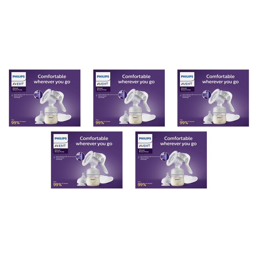Philips Avent Manual Breast Pump with Bottle Pack of 5