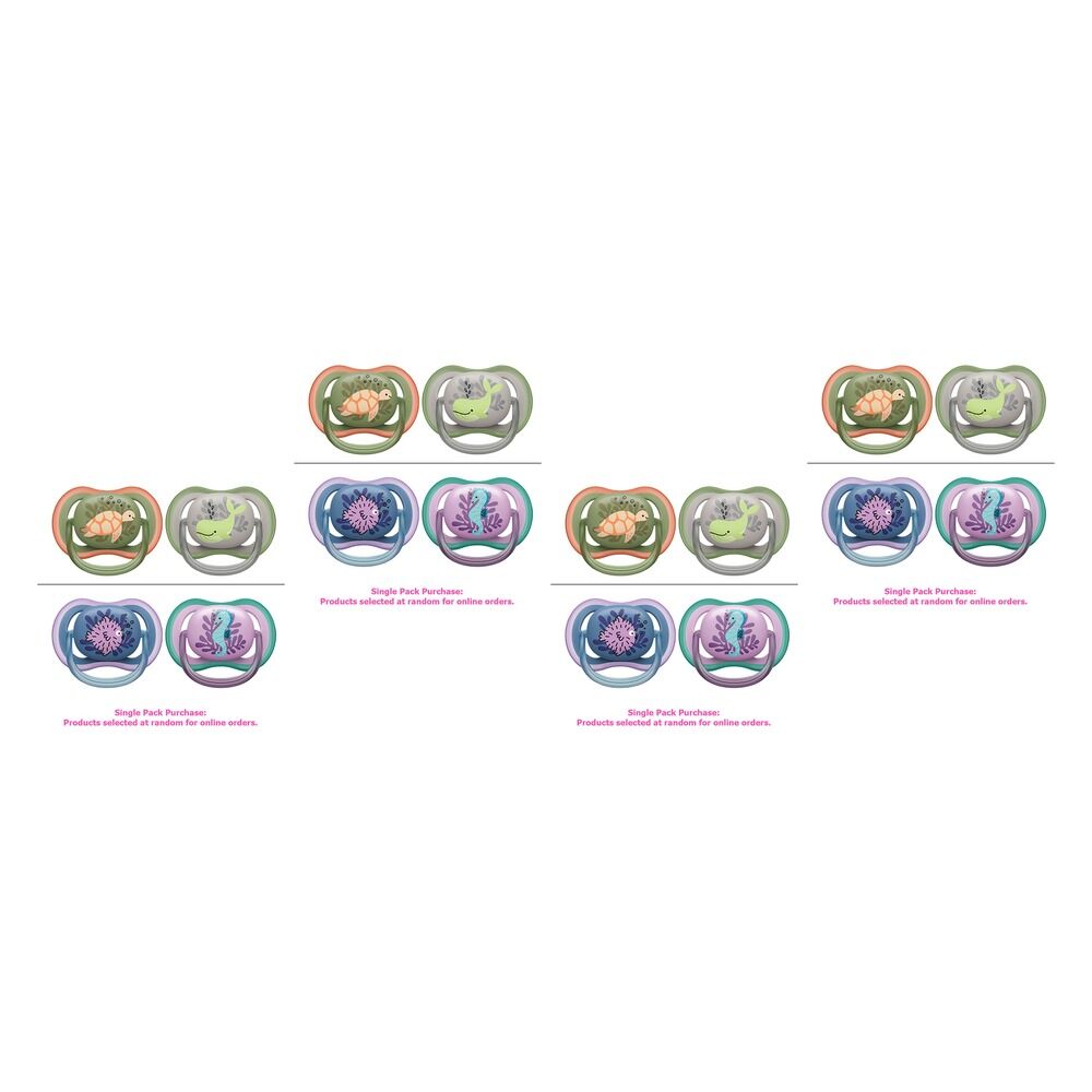Philips Avent Ultra Air Soother Deco Mixed 6-18 Months 2 Pack Bundle of 4