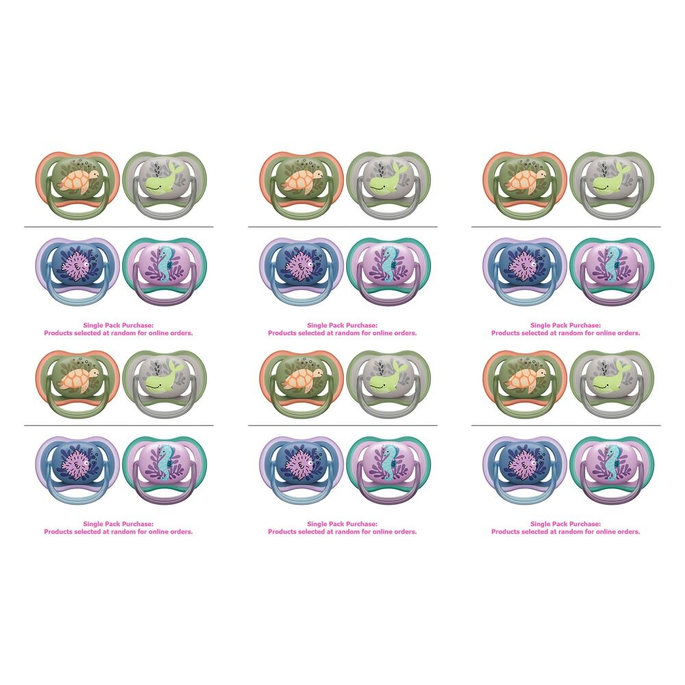 Philips Avent Ultra Air Soother Deco Mixed 6-18 Months 2 Pack Bundle of 6