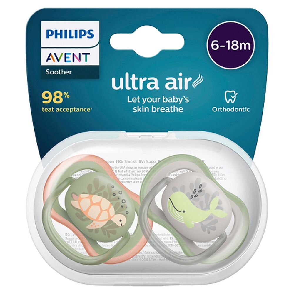 Philips Avent Ultra Air Soother Deco Mixed 6-18 Months 2 Pack